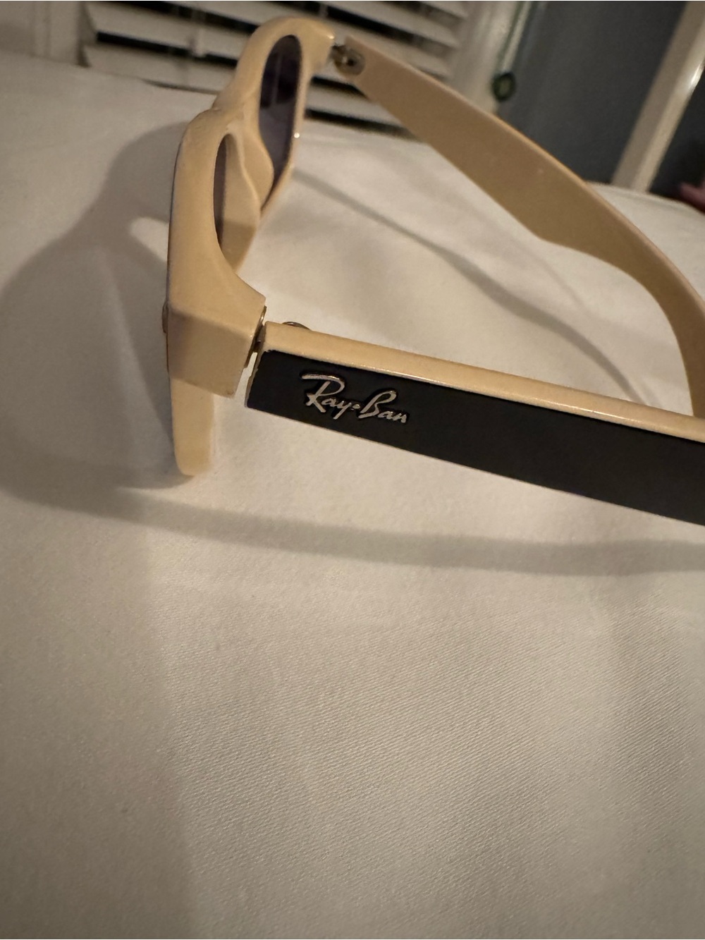 Ray-Ban Black Cream Two Tone Sunglasses Statement Logo